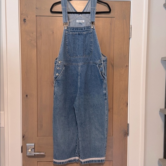 Cherokee Cropped Wide Leg Denim Coveralls Overalls Womens S Carpenter Country - Picture 2 of 16